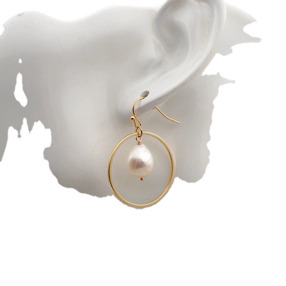 Pearl Specialshaped Geometric Earrings Electroplated For Women