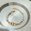 Pearl Stainless Steel Bracelet Geometric Style Electroplating Jewelry For Women