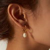 Pearl Stainless Steel Geometric Pendant Hoop Earrings For Women
