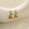 Pearl Stainless Steel Leaf Flower Retro Earrings With Electroplating