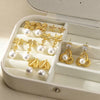Pearl Stainless Steel Leaf Flower Retro Earrings With Electroplating