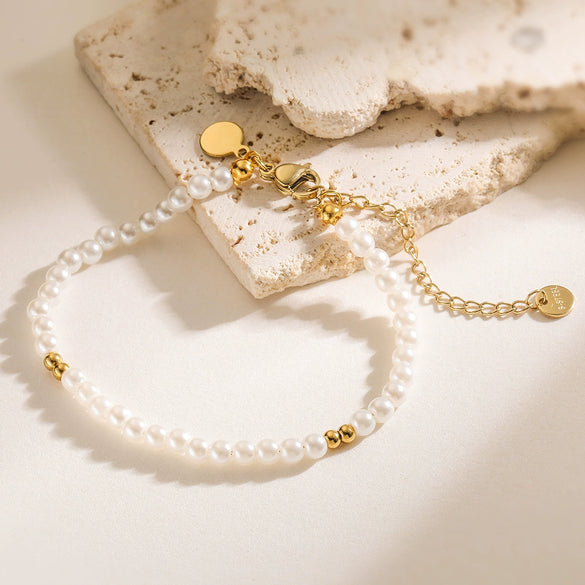 Pearl Stainless Steel Women's Geometric Style Electroplated Bracelet