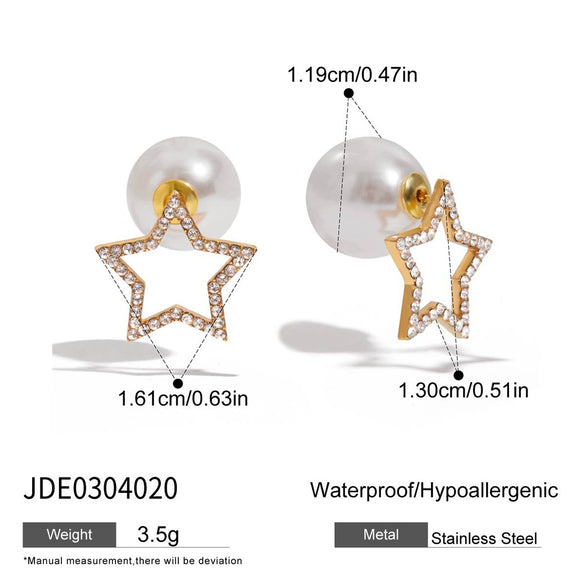 Pearl Starshaped Electroplated Women's Ear Plugs And Earrings