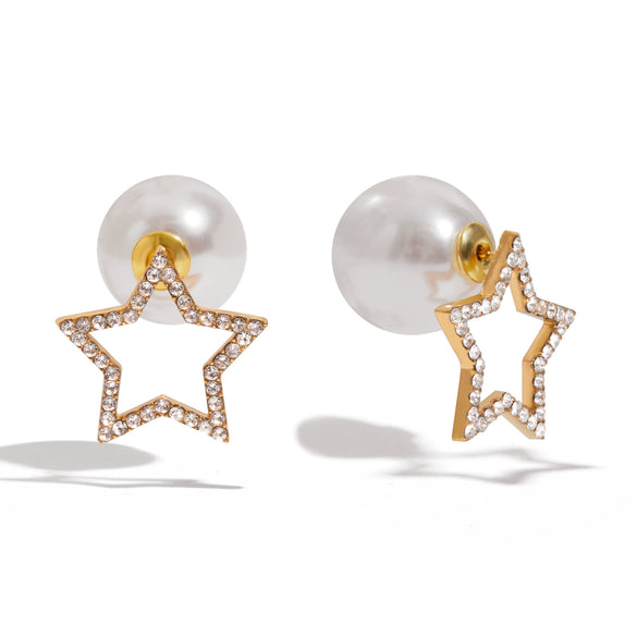 Pearl Starshaped Electroplated Women's Ear Plugs And Earrings