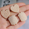 Pearl Stud Earrings Copper Heart Shape Geometric Niche Style Electroplating Jewelry For Women