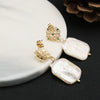 Pearl Stud Earrings Geometric Light Luxury Baroque Electroplating Jewelry