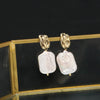Pearl Stud Earrings Geometric Light Luxury Baroque Electroplating Jewelry