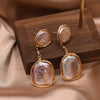 Pearl Stud Earrings Geometric Light Luxury Baroque Electroplating Jewelry