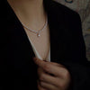 Pearl Sweater Necklace Women's Clavicle Chain Water Drop Square Crystal Natural Freshwater Pearl Baroque Style Copper Accessories