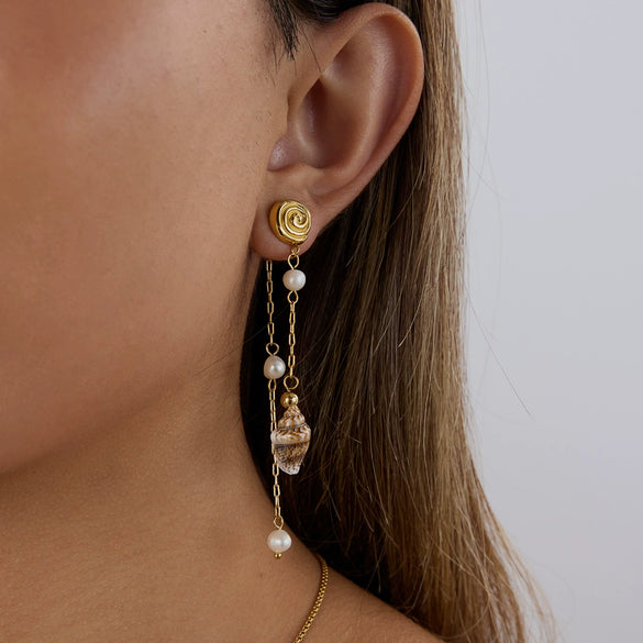 Pearl Tassel Earrings Stainless Steel Electroplated Light Luxury Niche Design For Women