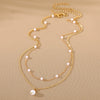 Pearl Tassel Pendant Doublelayer Necklace Alloy Geometric Style Women's