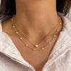 Pearl Tassel Pendant Doublelayer Necklace Alloy Geometric Style Women's