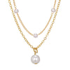 Pearl Tassel Pendant Doublelayer Necklace Alloy Geometric Style Women's