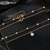 Pearl Tassel Pendant Doublelayer Necklace Alloy Geometric Style Women's