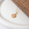 Pearl Threedimensional Flower Titanium Steel Necklace For Women Copper Pendant 18K Gold Plated