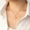 Pearl Threedimensional Flower Titanium Steel Necklace For Women Copper Pendant 18K Gold Plated