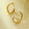Pearl Titanium Steel And Stainless Steel Women's Fashion Personality Irregular Electroplated Earrings