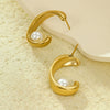 Pearl Titanium Steel And Stainless Steel Women's Fashion Personality Irregular Electroplated Earrings
