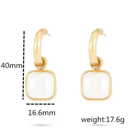 Pearl Titanium Steel Geometric Style Electroplated Women's Earrings