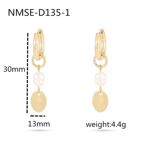 Pearl Titanium Steel Geometric Style Electroplated Women's Earrings