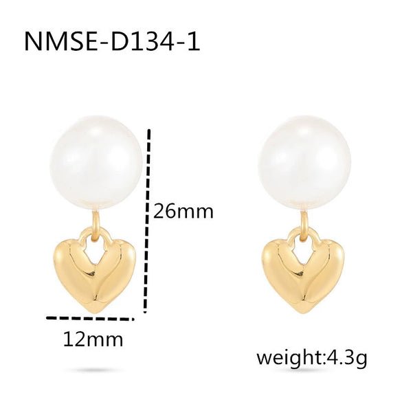 Pearl Titanium Steel Geometric Style Electroplated Women's Earrings