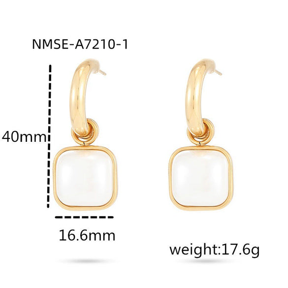 Pearl Titanium Steel Geometric Style Electroplated Women's Earrings