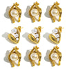 Pearl Titanium Steel Women's Heart And Geometric Rhombus Electroplating Antiallergic Earrings