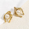Pearl Titanium Steel Women's Heart And Geometric Rhombus Electroplating Antiallergic Earrings