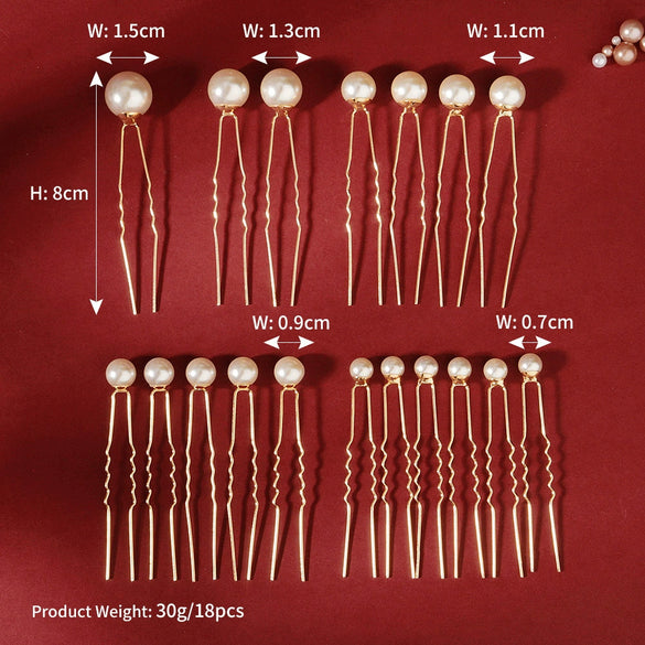 Pearl U Shaped Hairpin Set Mix And Match Hair Pins For Daily Wear Ball Head And Updo Hair Styling Accessories