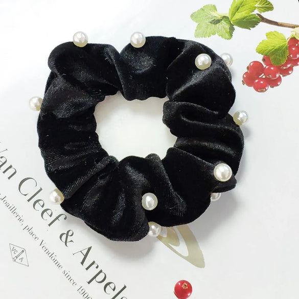 Pearl Velvet Fashion Hair Scrunchies
