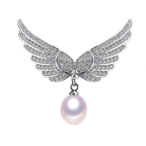 Pearl Wings Brooch Copper Micropaved Zircon Italian Craft Fashion Women's