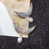 Pearl Wings Brooch Copper Micropaved Zircon Italian Craft Fashion Women's