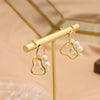 Pearl Women's Earrings S925 Silver Needle Electroplated Real Gold Geometric Design