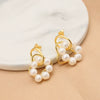 Pearl Women's Earrings S925 Silver Needle Electroplated Real Gold Geometric Design