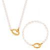 Pearl Women's Geometric Bracelet Set With Pearls