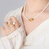 Pearl Women's Geometric Bracelet Set With Pearls