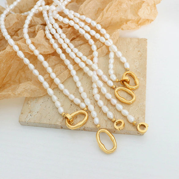 Pearl Women's Geometric Bracelet Set With Pearls
