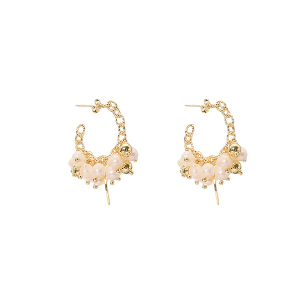 Pearl Women's Light Luxury Earrings Geometric Style Electroplated 18K True Gold Color Preservation