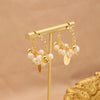 Pearl Women's Light Luxury Earrings Geometric Style Electroplated 18K True Gold Color Preservation