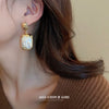 Pearl Zircon Geometric Letter Earrings Set With Pearls For Women French Highend Elegant Fashion Light Luxury