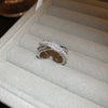 Pearl Zircon Splicing Butterfly Ring Real Gold Electroplated For Women With Animal Pattern