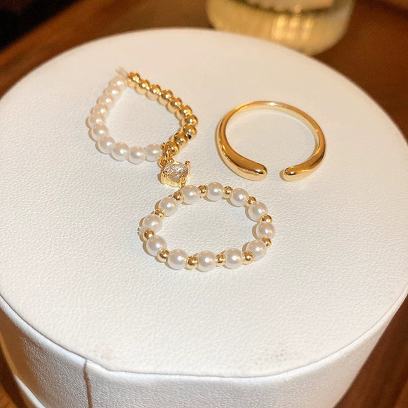 Pearl Zircon Splicing Butterfly Ring Real Gold Electroplated For Women With Animal Pattern