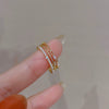 Pearl Zircon Splicing Butterfly Ring Real Gold Electroplated For Women With Animal Pattern