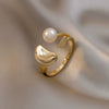 Pearl Zircon Splicing Butterfly Ring Real Gold Electroplated For Women With Animal Pattern