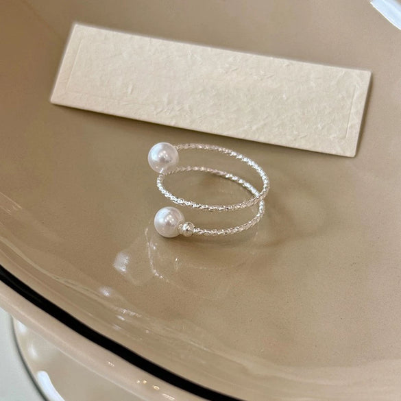 Pearl Zircon Splicing Butterfly Ring Real Gold Electroplated For Women With Animal Pattern