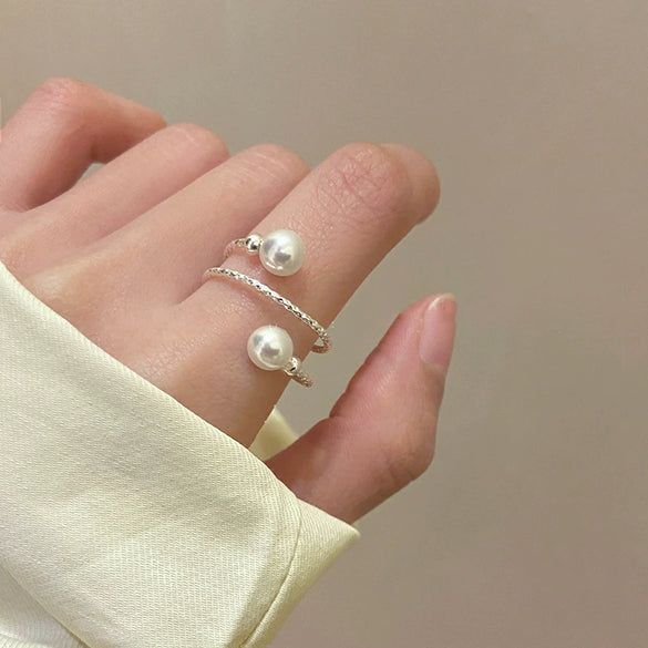 Pearl Zircon Splicing Butterfly Ring Real Gold Electroplated For Women With Animal Pattern