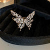 Pearl Zircon Splicing Butterfly Ring Real Gold Electroplated For Women With Animal Pattern