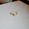 Pearl Zircon Splicing Butterfly Ring Real Gold Electroplated For Women With Animal Pattern