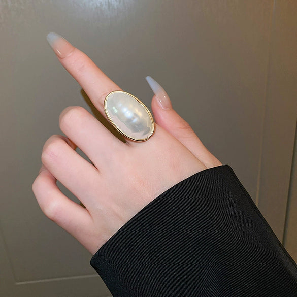 Pearl Zircon Splicing Butterfly Ring Real Gold Electroplated For Women With Animal Pattern