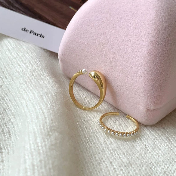Pearl Zircon Splicing Butterfly Ring Real Gold Electroplated For Women With Animal Pattern